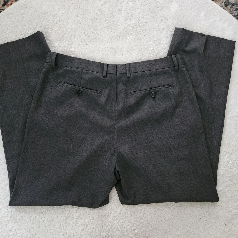 Banana Republic Slim Fit Dress Pants Mens 35x32 Charcoal Gray Flat Front Stretch